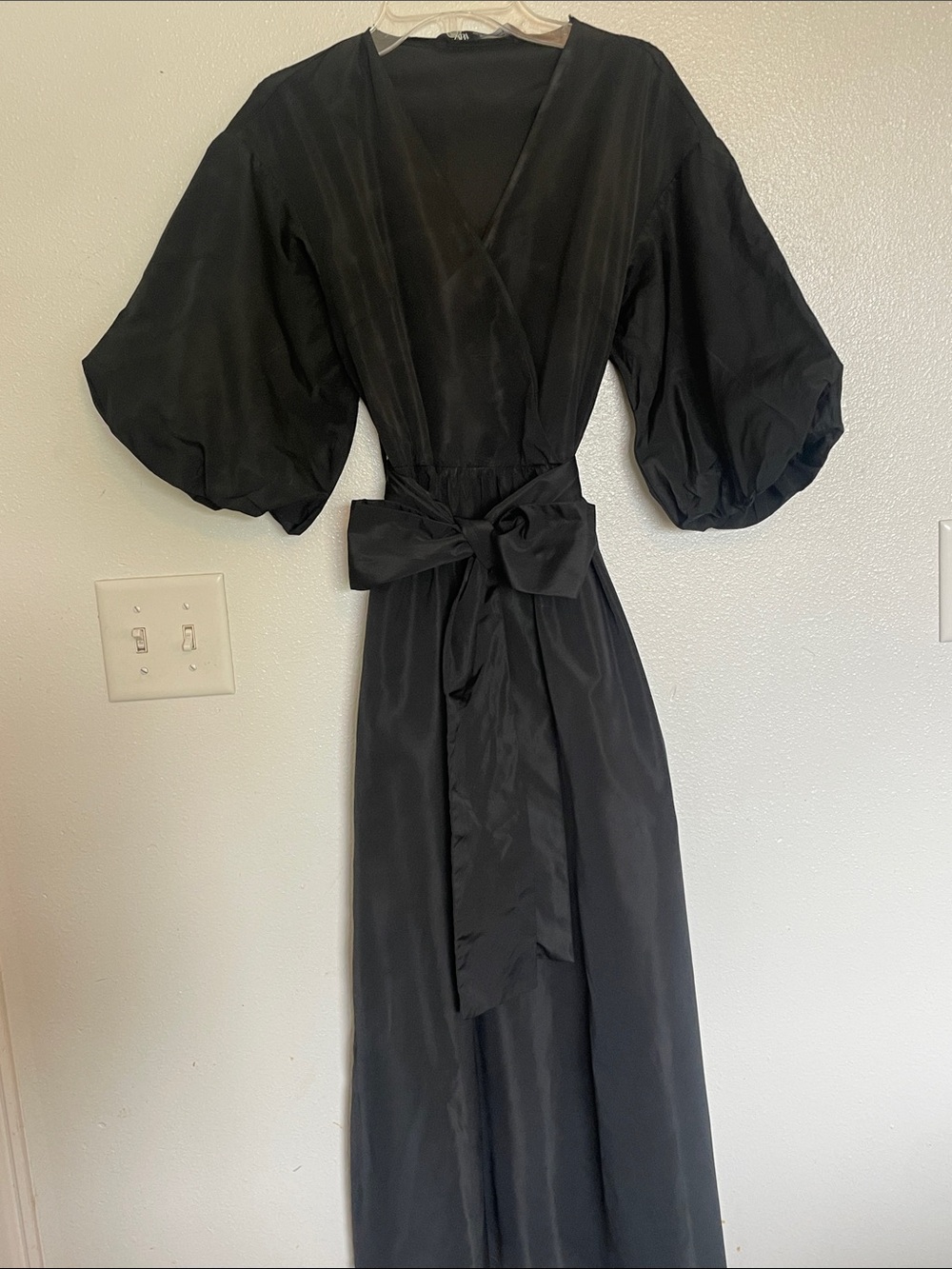 Zara Black Puff Sleeve Wrap Wedding Dress